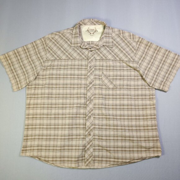 Cabela's Outfitter series button down shirt men's size 2XL brown & pastel yellow - Picture 1 of 10